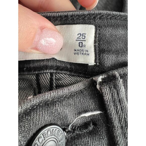 Abercrombie & Fitch Women's Cheetah High Rise Super Skinny Ankle Jean Black 25/0 - Picture 7 of 9